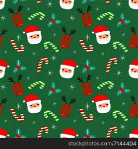 Cute Santa claus and reindeer seamless pattern. Cute Christmas concept.