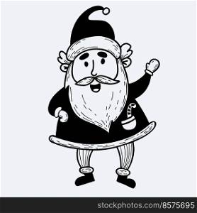 Cute Santa Claus. father christmas cartoon. Vector illustration. hand drawing, doodle for Christmas and New Year decor, cards, congratulations and print