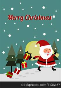 Cute Santa cluas on Christmas greeting card.