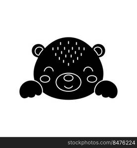 Cute Scandinavian bear head. Animal face for kids t-shirts, wear, nursery decoration, greeting cards, invitations, poster, house interior. Vector stock illustration