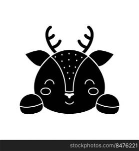 Cute Scandinavian deer head. Animal face for kids t-shirts, wear, nursery decoration, greeting cards, invitations, poster, house interior. Vector stock illustration