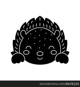 Cute Scandinavian hedgehog head. Animal face for kids t-shirts, wear, nursery decoration, greeting cards, invitations, poster, house interior. Vector stock illustration