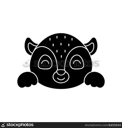 Cute Scandinavian lemur head. Animal face for kids t-shirts, wear, nursery decoration, greeting cards, invitations, poster, house interior. Vector stock illustration
