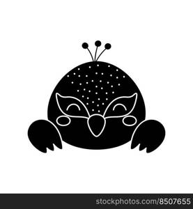 Cute Scandinavian peacock head. Animal face for kids t-shirts, wear, nursery decoration, greeting cards, invitations, poster, house interior. Vector stock illustration