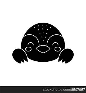 Cute Scandinavian penguin head. Animal face for kids t-shirts, wear, nursery decoration, greeting cards, invitations, poster, house interior. Vector stock illustration