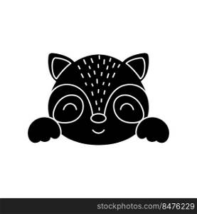 Cute Scandinavian raccoon head. Animal face for kids t-shirts, wear, nursery decoration, greeting cards, invitations, poster, house interior. Vector stock illustration