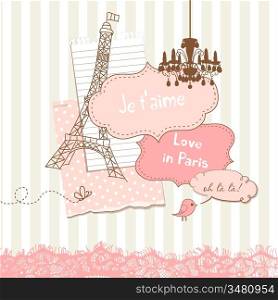 Cute scrapbook elements in French style