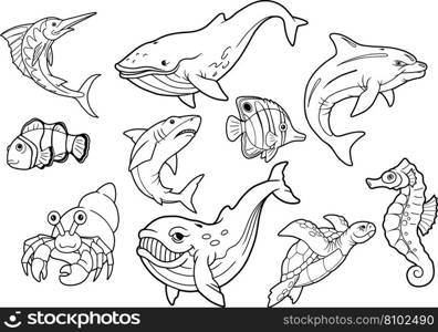 Cute sea creatures Royalty Free Vector Image