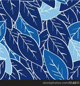 Cute seamless abstract winter leaf background. Seamless abstract winter leaf background. Blue colors.