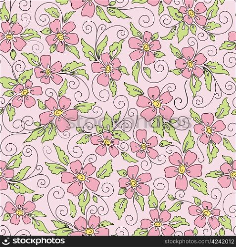 Cute seamless background with floral ornament flowers