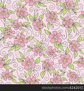 Cute seamless background with floral ornament flowers