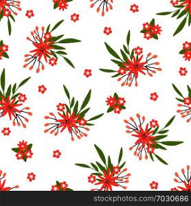 Cute Seamless Floral Pattern isolated on white background. Design element for fabric, textile, wallpaper, scrapbooking or others. Vector illustration.. Cute Seamless Floral Pattern isolated on white.