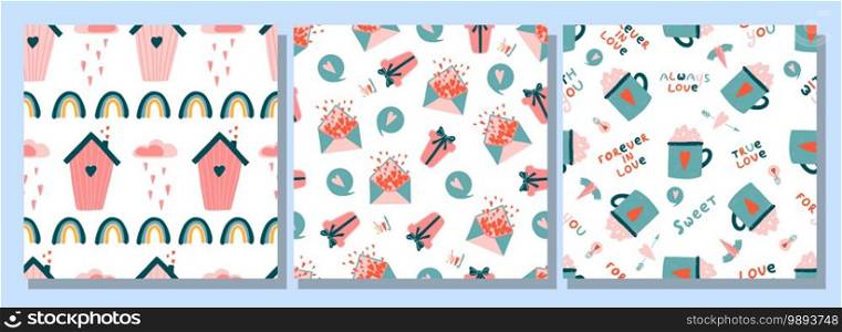 Cute seamless pattern for fabric design. Beautiful color. Elegant art. Seamless vector pattern. valentine’s day. love.. Cute seamless pattern fabric in modern style on white background. Modern vector illustration. Elegant abstract background. Vector nature graphic background. Holiday background. Elegant decoration.vale
