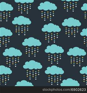 cute seamless pattern with blue clouds