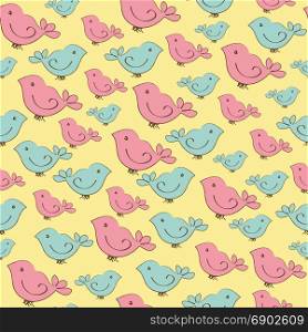 cute seamless pattern with doodle birds