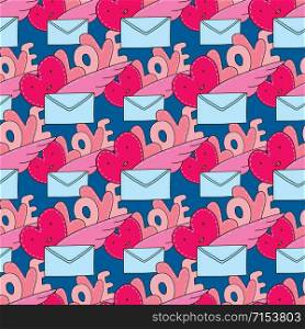 Cute seamless pattern with love letters envelopes. Background lovely design for Valentines day. Cute seamless pattern with love letters envelopes. Background lovely design for Valentines day.