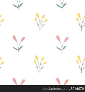 Cute seamless pattern with scattered pastel minimal flowers. Simple girly print. Vector illustration.. Cute seamless pattern with scattered minimal flowers. Simple girly print. Vector illustration.