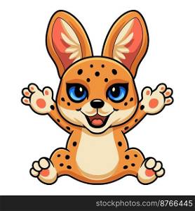Cute serval cat cartoon sitting