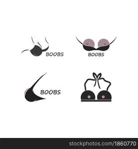 Cute Sex shop logo and badge design template. Sexy label. Vector xxx elements. Adult store symbol, icon - boobs