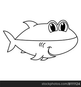Cute shark cartoon coloring page for kids Vector Image