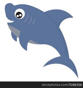 Cute shark smiling, illustration, vector on white background.