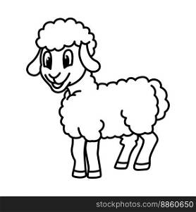 Cute sheep cartoon characters vector illustration. For kids coloring book.