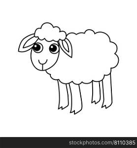 Cute sheep cartoon coloring page for kids Vector Image