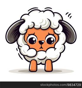Cute Sheep Cartoon Vector Illustration. Cute Animal Character.