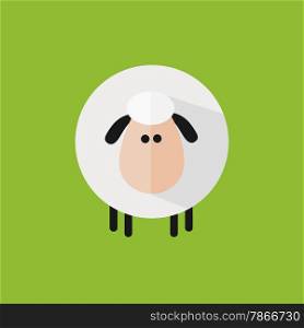 Cute Sheep Icon Modern Flat Design