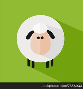 Cute Sheep Icon Modern Flat Design