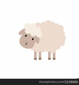 Cute sheep in cartoon style. Children’s illustration of a sheep. Vector pet.