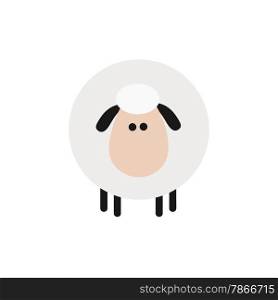 Cute Sheep.Modern Flat Design Illustration Isolated On White