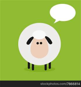 Cute Sheep Modern Flat Design Illustration With Speech Bubble