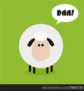 Cute Sheep Modern Flat Design Illustration With Speech Bubble And Text