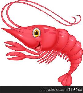 Cute shrimp cartoon illustration