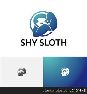 Cute Shy Lazy Sloth Jungle Nature Circle Logo