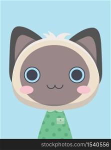 Cute siamese cat.Childish print for nursery,kids apparel,poster,postcard.. Cute siamese cat.