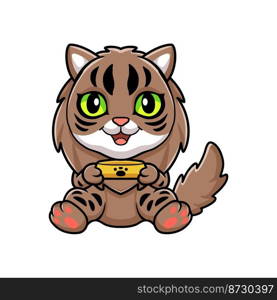 Cute siberian cat cartoon sitting