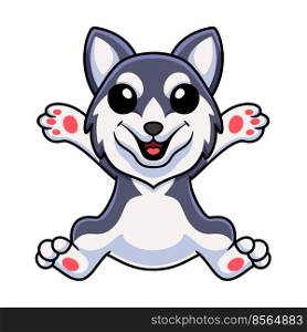 Cute siberian husky dog cartoon