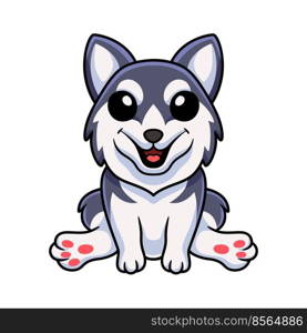 Cute siberian husky dog cartoon sitting