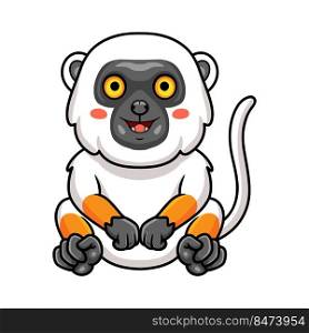 Cute sifaka lemur monkey cartoon sitting