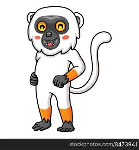 Cute sifaka lemur monkey cartoon standing