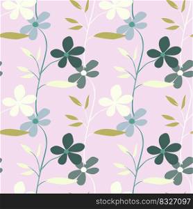 Cute simple flower seamless pattern. Doodle botanical plants background. Hand drawn abstract floral wallpaper. Design for fabric, textile print, wrapping paper, cover. Vector illustration. Cute simple flower seamless pattern. Doodle botanical plants background. Hand drawn abstract floral wallpaper.