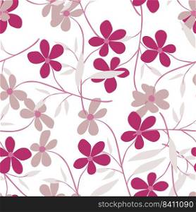 Cute simple flower seamless pattern. Doodle botanical plants background. Hand drawn abstract floral wallpaper. Design for fabric, textile print, wrapping paper, cover. Vector illustration. Cute simple flower seamless pattern. Doodle botanical plants background. Hand drawn abstract floral wallpaper.