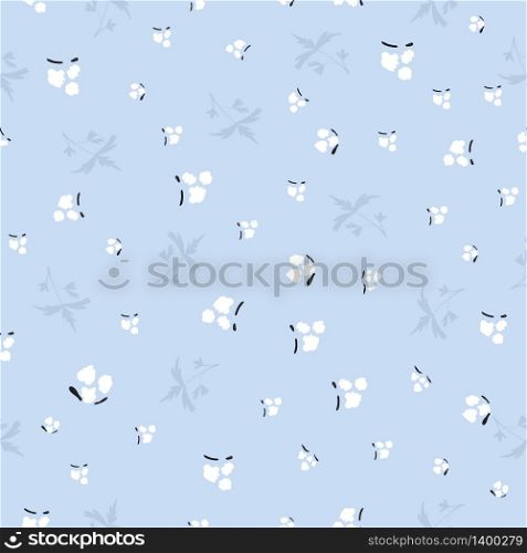 Cute simple pattern with small scale flowers. Shabby chic style. Floral seamless background for textile or book covers, manufacturing, wallpapers, print, gift wrap and scrapbooking.. Simple cute pattern in small-scale flowers. Shabby chic millefleurs. Floral seamless background for textile or book covers, manufacturing, wallpapers, print, gift wrap and scrapbooking.