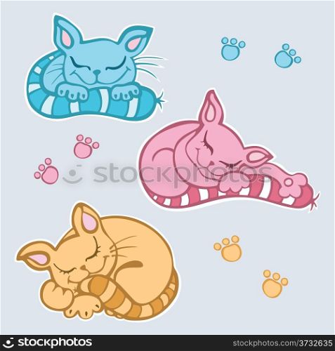 Cute Sleeping cats. Vector illustration.