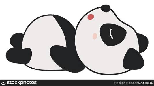 Cute sleeping panda, illustration, vector on white background.