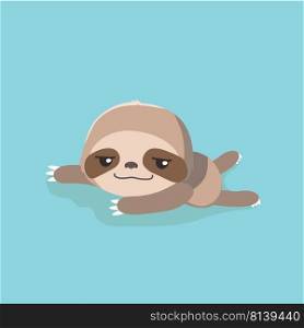 cute sloth on pastel background.