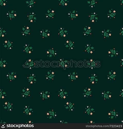 Cute small flowers and leaf seamless pattern. Floral endless wallpaper. Elegant children print. Simple vector illustation. Design for fabric , textile print, surface, wrapping, cover. Cute small flowers and leaf seamless pattern. Floral endless wallpaper.