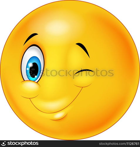 Cute smiling and winking emoticon — Stockphotos.com